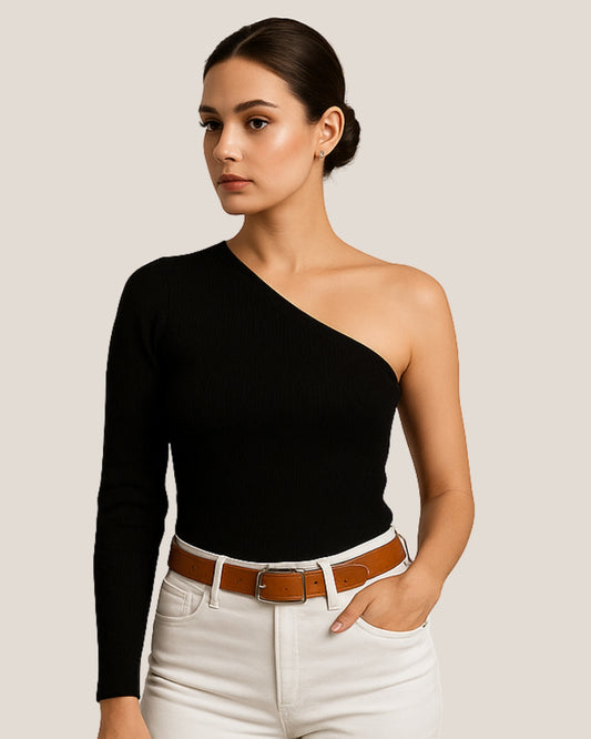 Puff Sleeve One Shoulder Top