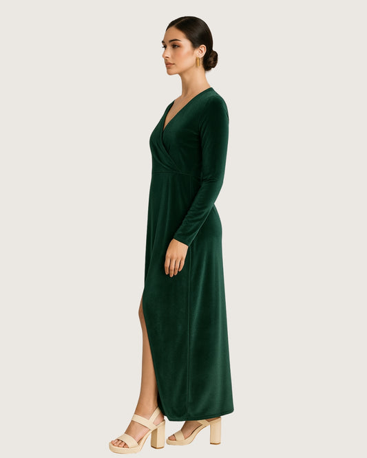 Dramatic Slit Velvet Dress