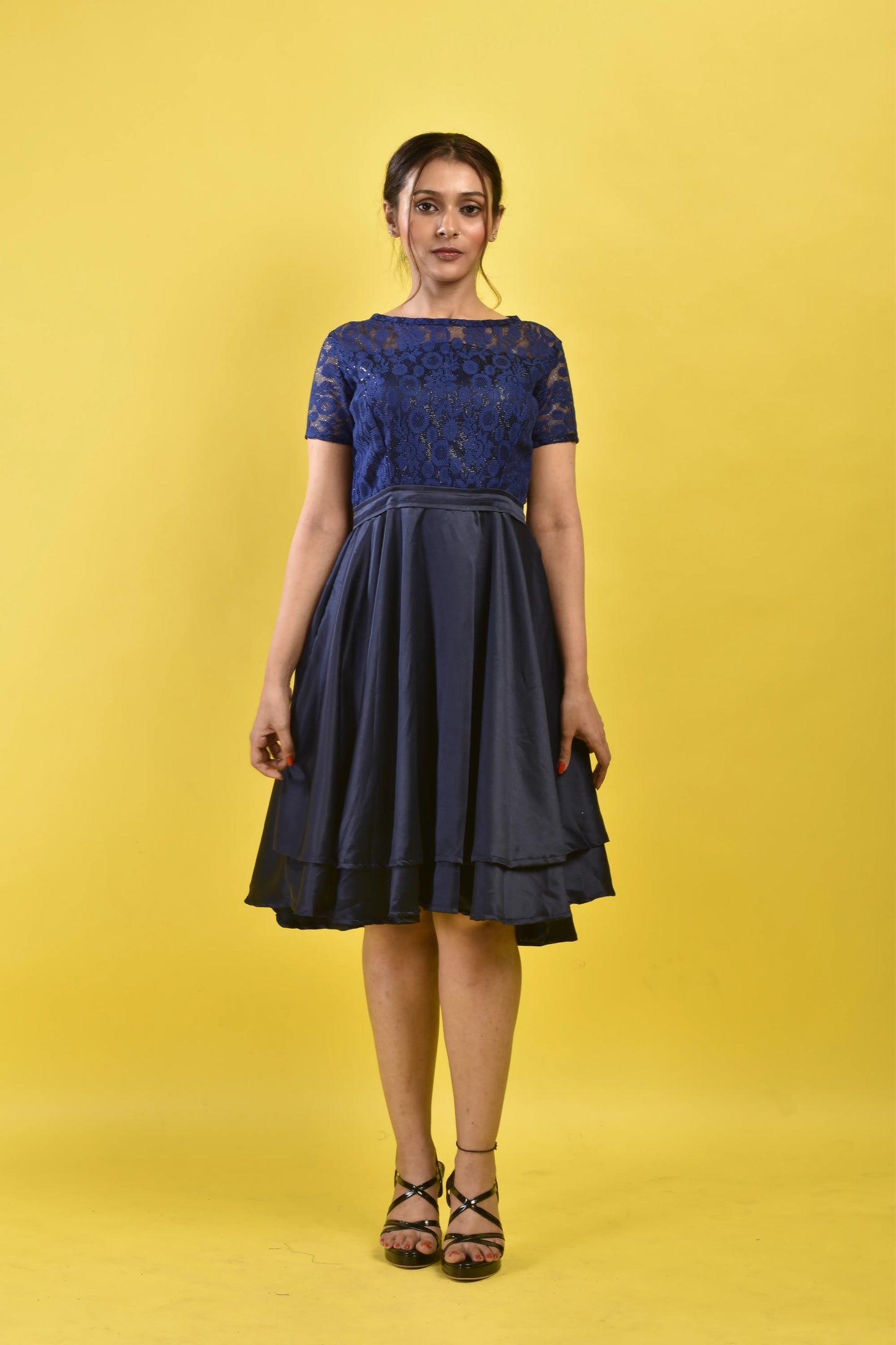 Midnight Bloom Fit & Flare Dress