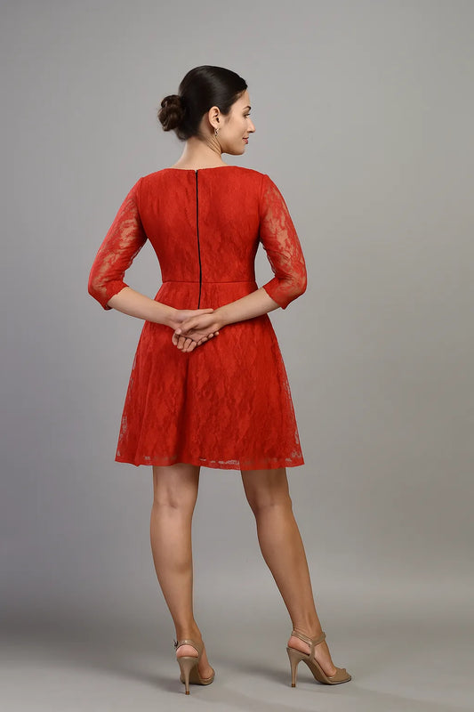 Merlot Lace Fit & Flare Dress