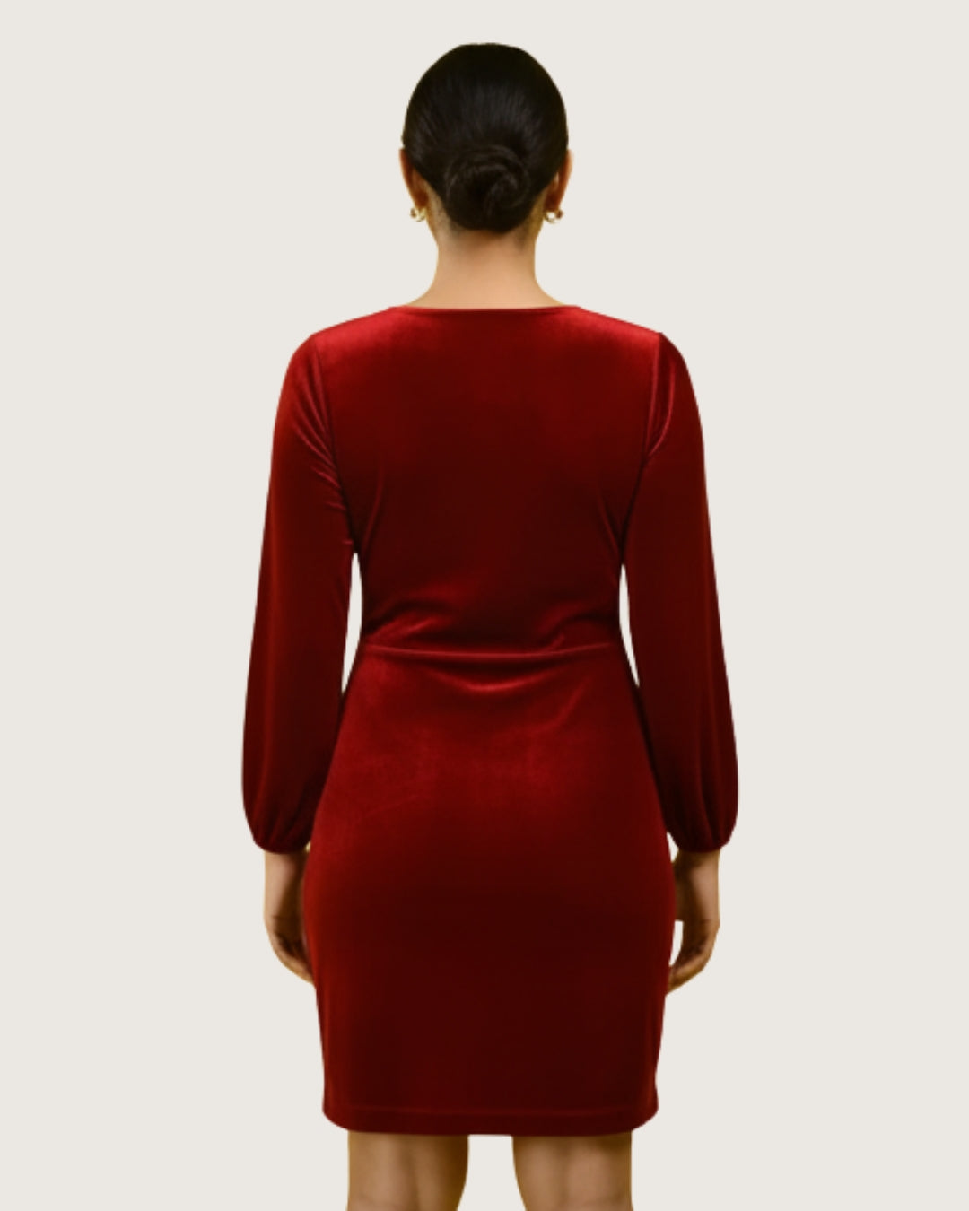 Draped V-Neck Velvet Mini Dress