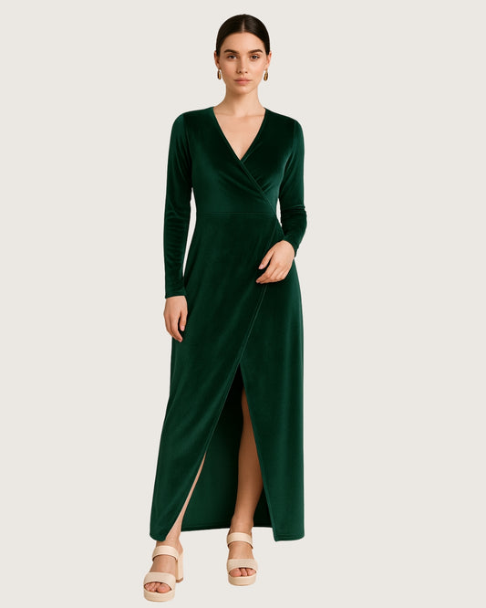 Dramatic Slit Velvet Dress