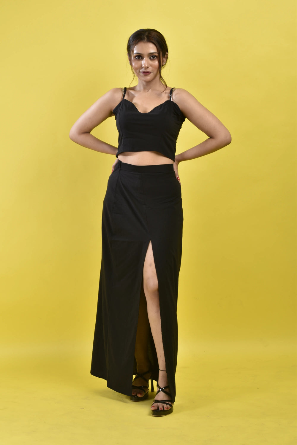 Noir Edge Slit Co-ord Set