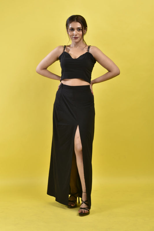 Noir Edge Slit Co-ord Set