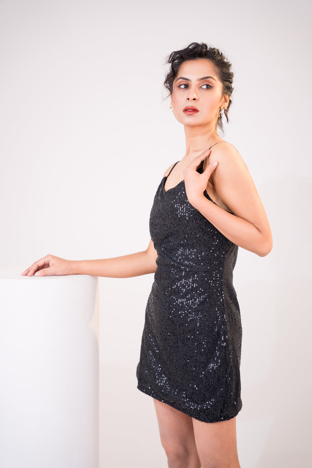 Glimmering Cowl Dress