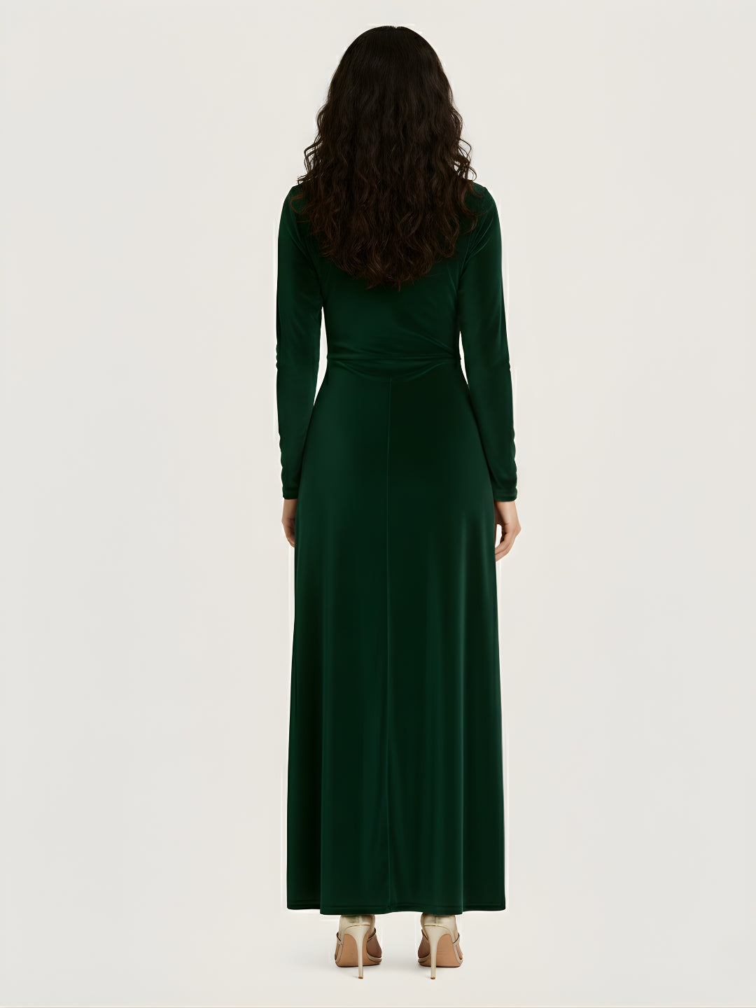 Dramatic Slit Emerald Velvet Dress