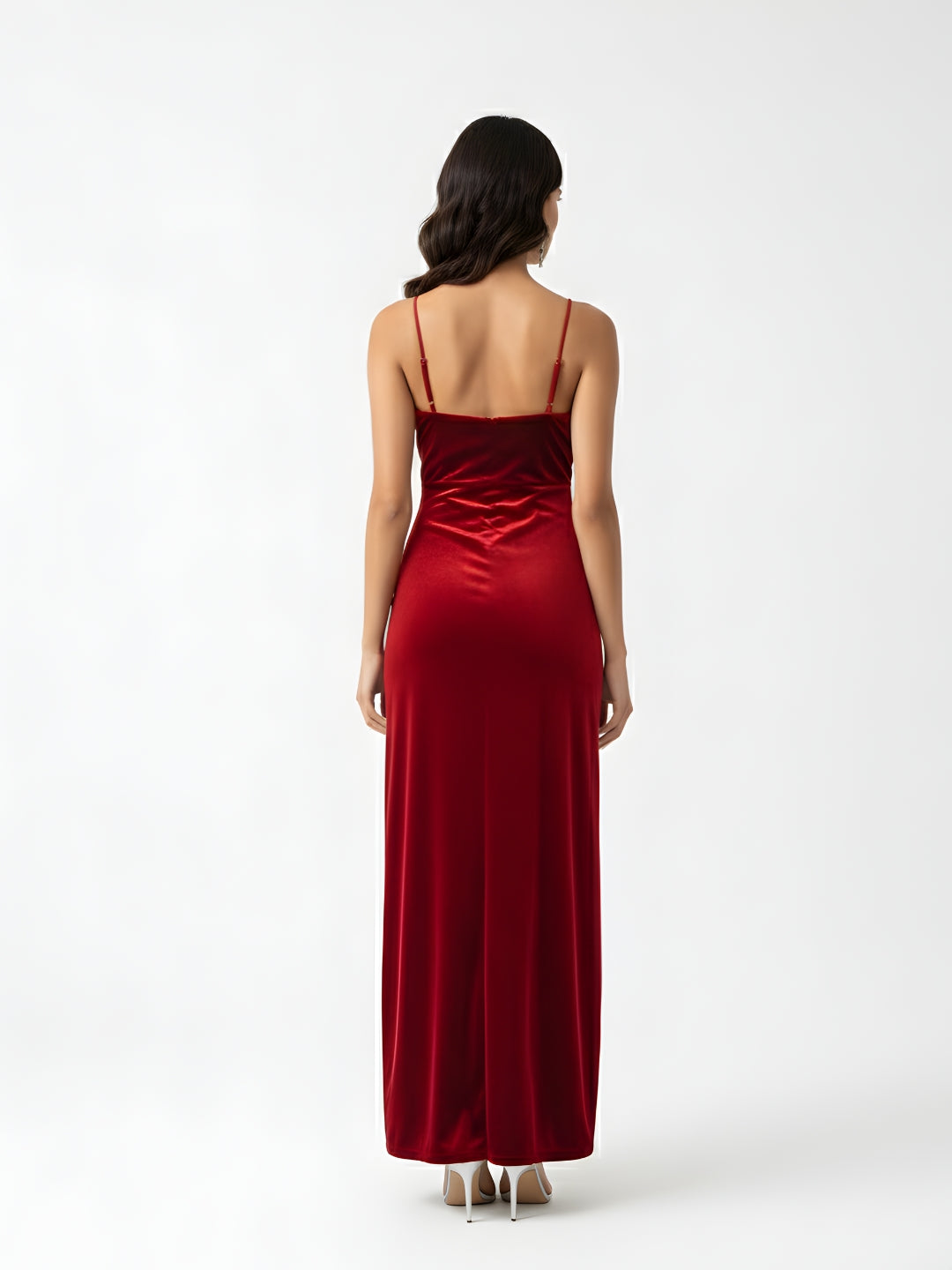 Velvet Rouge Siren Side-Slit Glamour Gown
