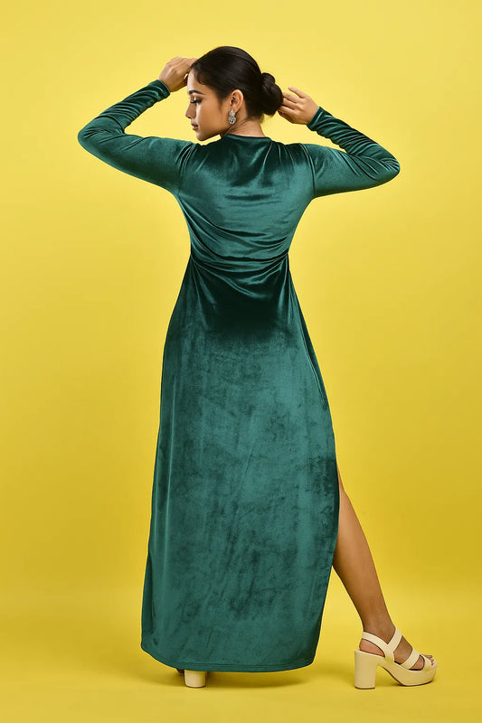 Dramatic Slit Velvet Dress
