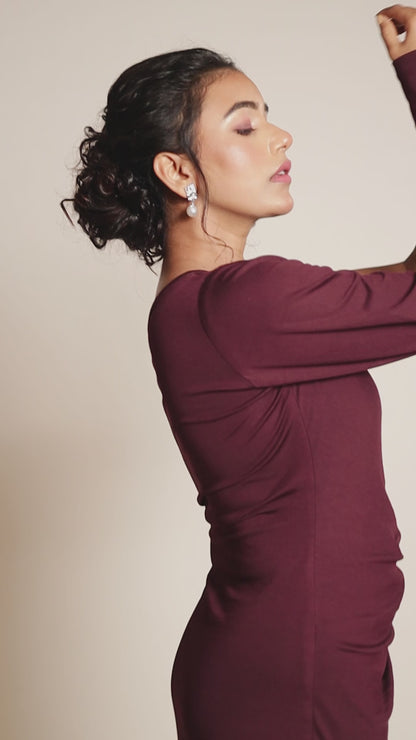 Plum Desire One-Shoulder Slit Bodycon Dress